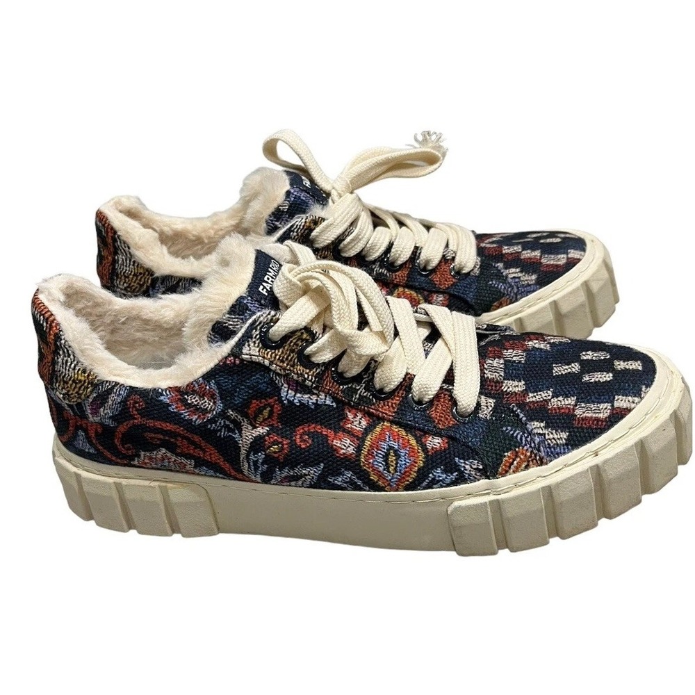 Farm Rio Annika sneaker 8 Colorful tapestry Platform Faux Fur Lining